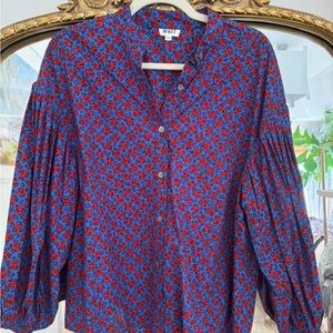 WHIT Neely Shirt - Scribble Dot in Blue and Red